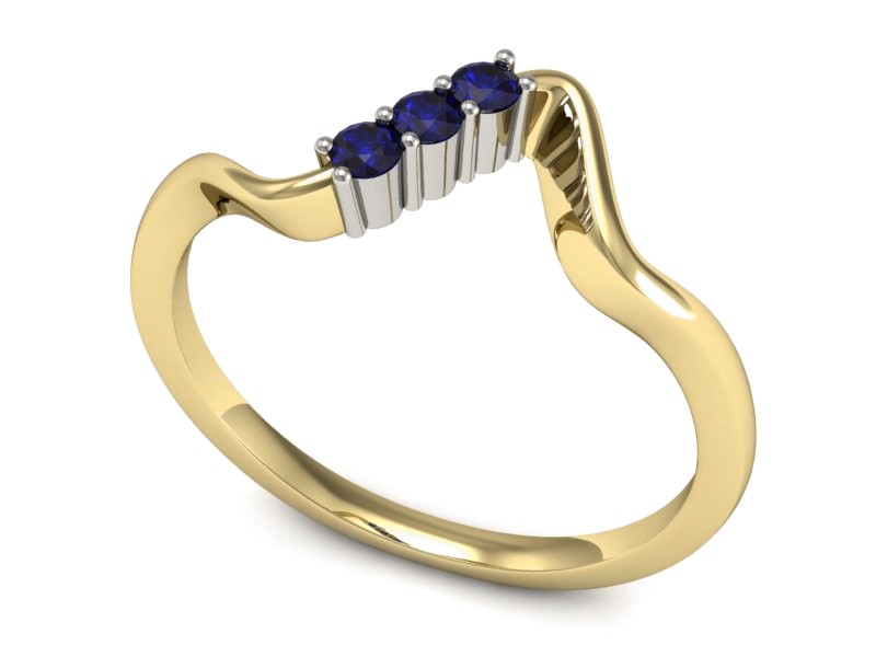 Pierścionek z szafirami żółte i białe złoto - P15313zbszc — zdjęcie 3
