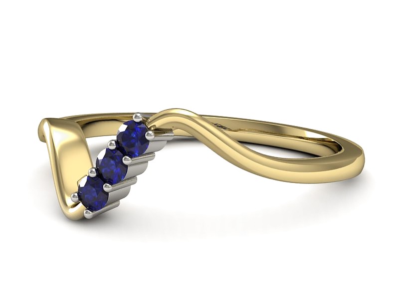 Pierścionek z szafirami żółte i białe złoto - P15313zbszc — zdjęcie 2