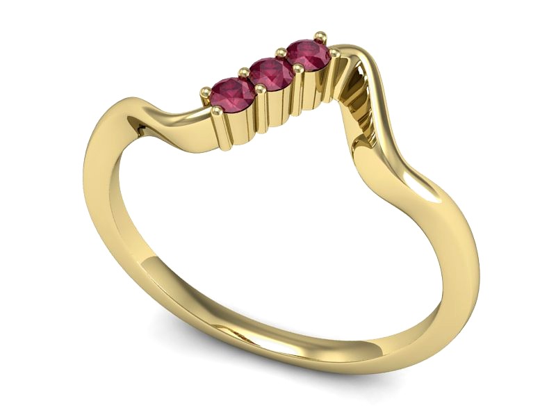 Złoty pierścionek z rubinami żółte złoto - P15313zr — zdjęcie 3