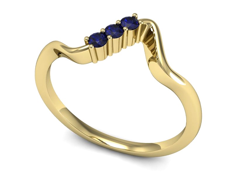 Złoty pierścionek z szafirami żółte złoto - P15313zszc — zdjęcie 3