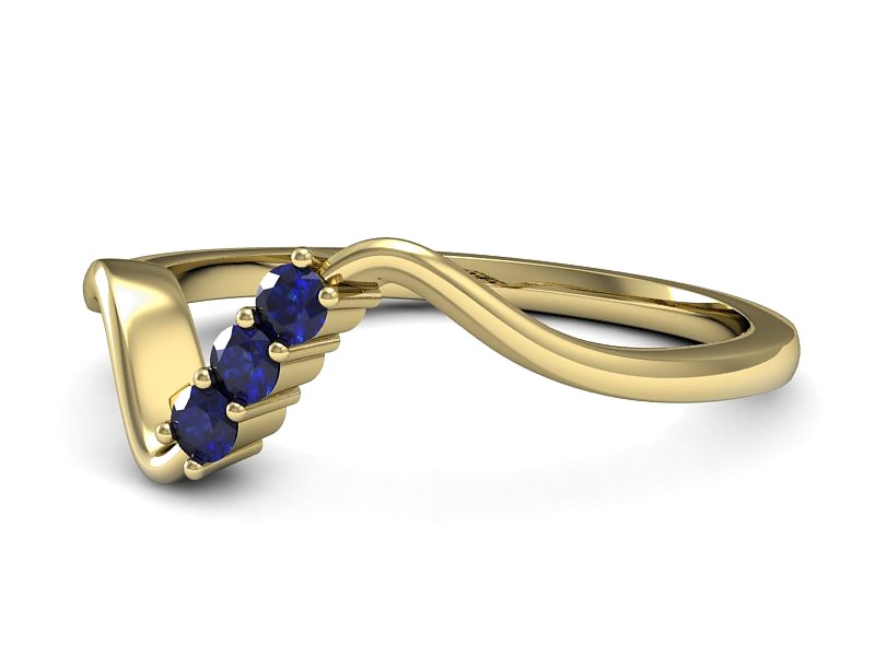 Złoty pierścionek z szafirami żółte złoto - P15313zszc — zdjęcie 2