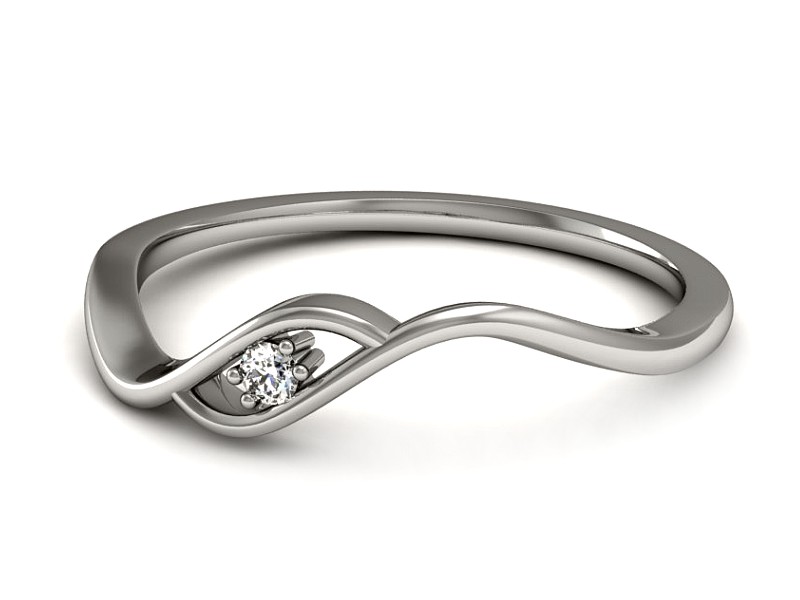 Złoty pierścionek z brylantem białe złoto - P15315b — zdjęcie 2