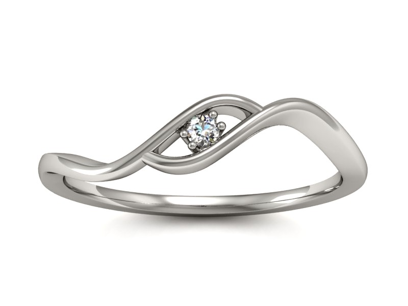 Złoty pierścionek z brylantem białe złoto - P15315b — zdjęcie 3