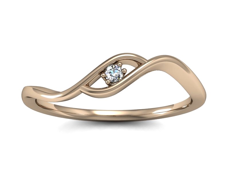 Złoty pierścionek z brylantem różowe złoto - P15315c — zdjęcie 3