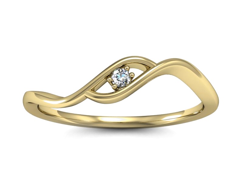 Złoty pierścionek z brylantem żółte złoto - P15315z — zdjęcie 3