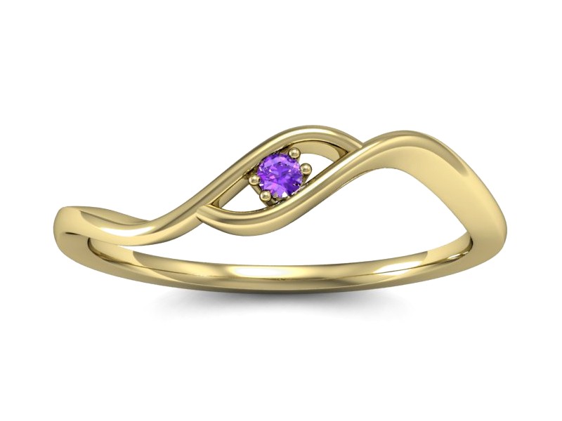 Złoty pierścionek z ametystem żółte złoto - P15315zam — zdjęcie 3