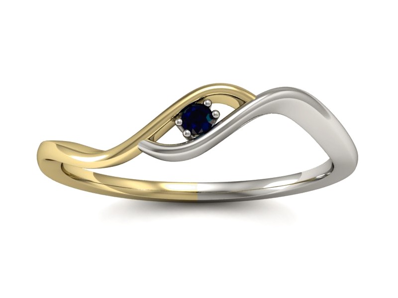 Pierścionek z szafirem żółte i białe złoto - P15315zbsz — zdjęcie 3
