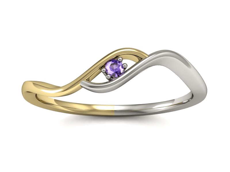 Pierścionek z tanzanitem żółte i białe złoto - P15315zbt — zdjęcie 3