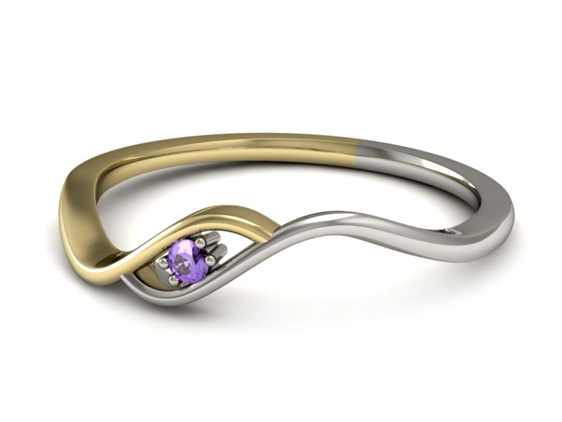 Pierścionek z tanzanitem żółte i białe złoto - P15315zbt — zdjęcie 2