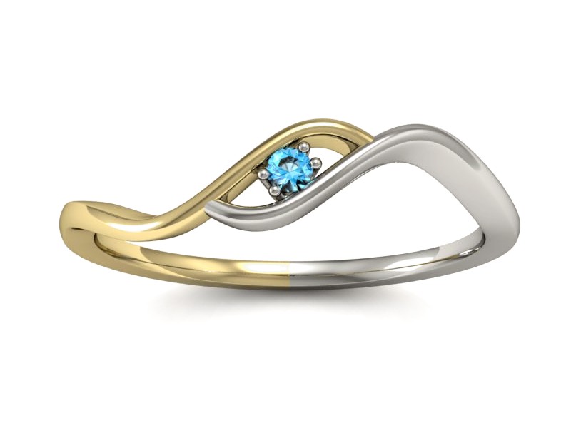 Pierścionek z topazem z żółtego i białego złota - P15315zbtp — zdjęcie 3