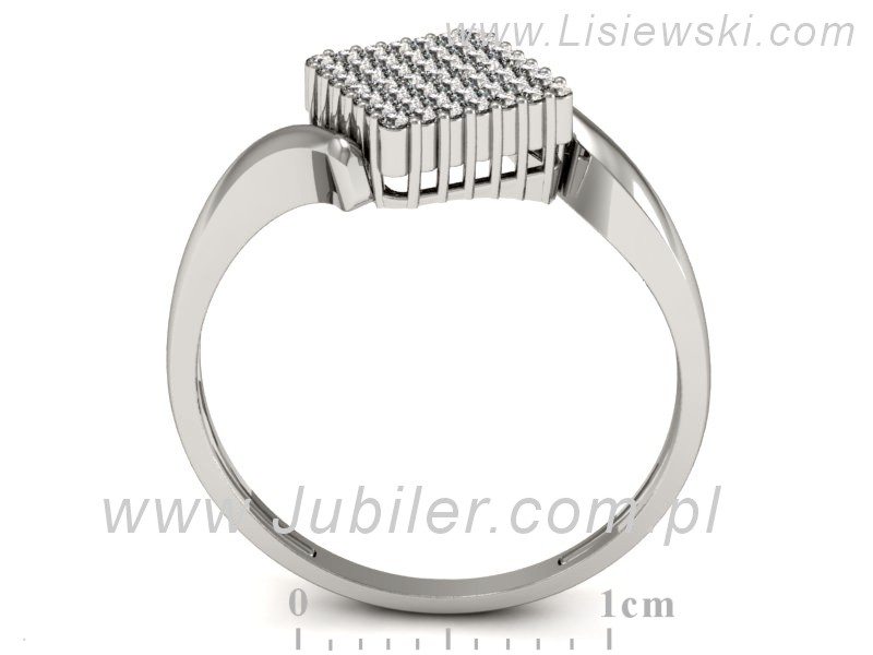 Złoty pierścionek z brylantami białe złoto - P15316b — zdjęcie 3