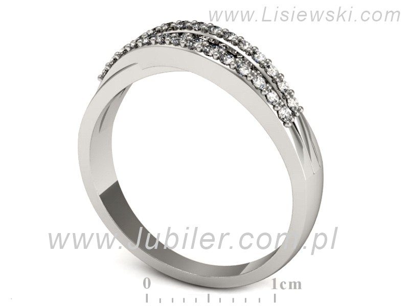 Złoty pierścionek z brylantami białe złoto - P15317b — zdjęcie 3