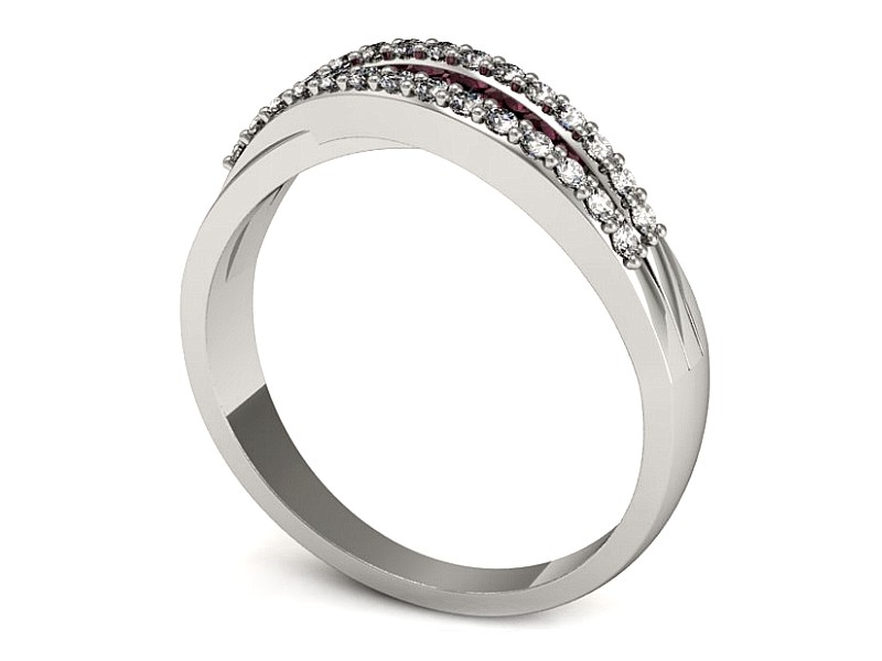 Złoty pierścionek z granatami i brylantami - P15317bgr — zdjęcie 3