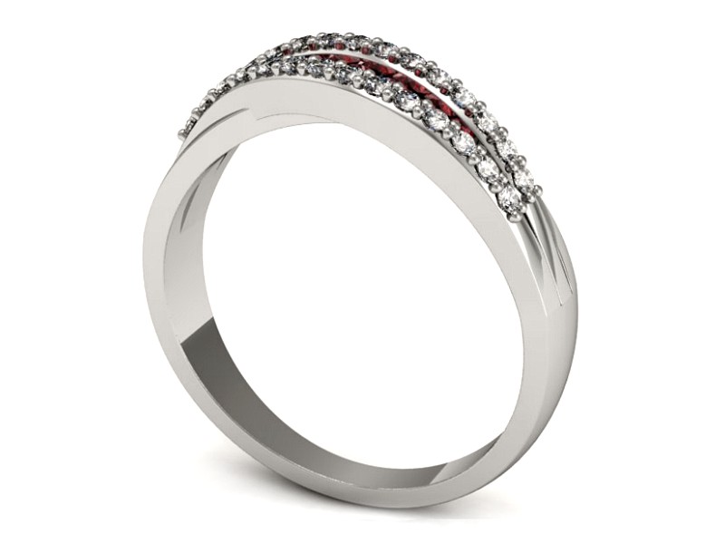 Pierścionek z rubinami i brylantami białe złoto - P15317br — zdjęcie 3