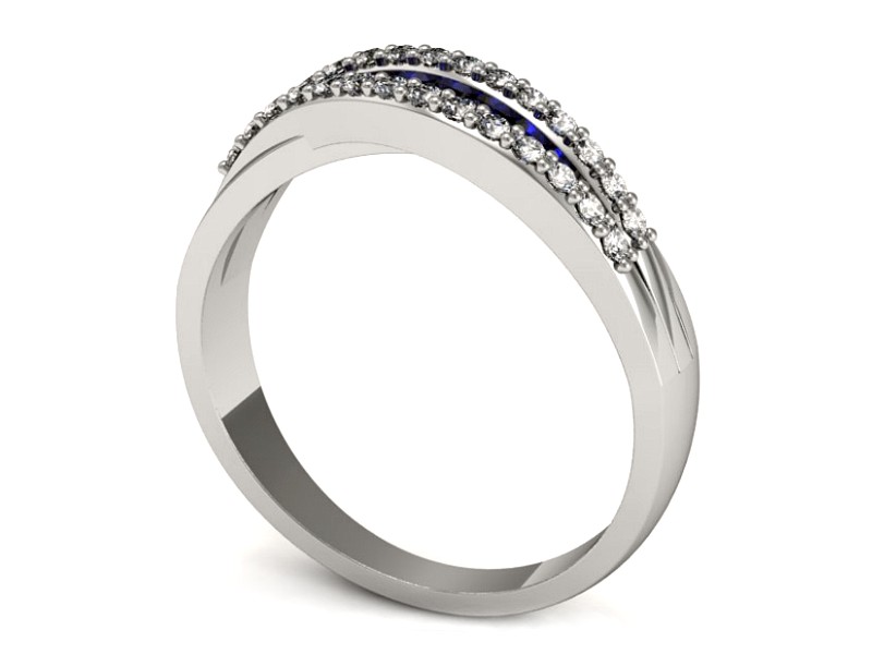 Złoty pierścionek z szafirami i brylantami - P15317bszc — zdjęcie 3