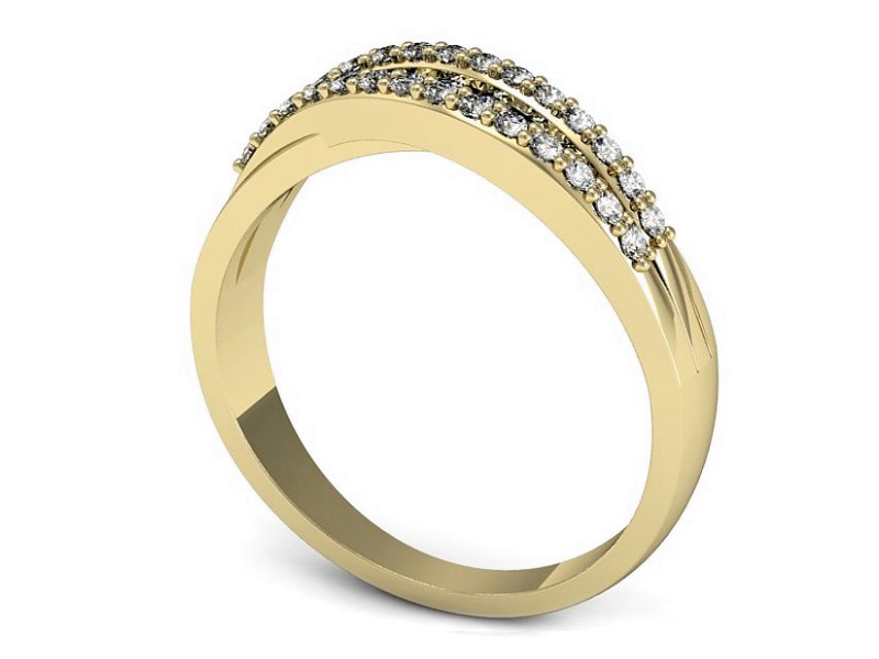 Złoty pierścionek z brylantami żółte złoto - P15317z — zdjęcie 3