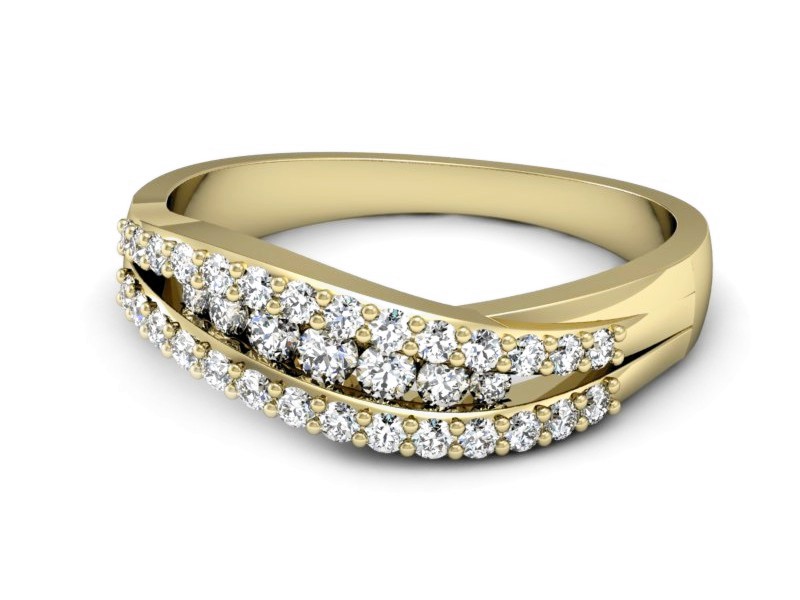 Złoty pierścionek z brylantami żółte złoto - P15317z — zdjęcie 2