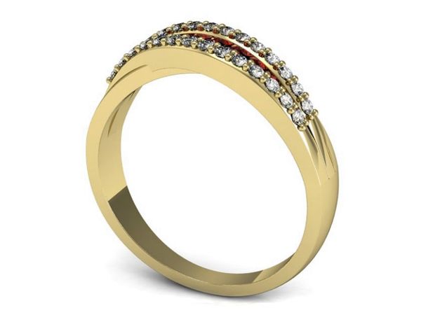Złoty Pierścionek rubin i brylanty żółte złoto - P15317zr