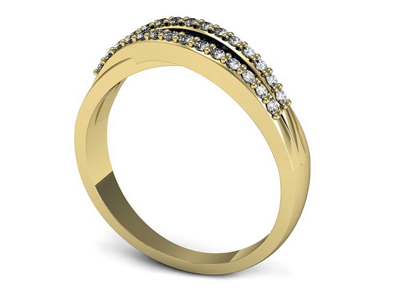 Złoty pierścionek z szafirem i brylantami - P15317zsz — zdjęcie 3