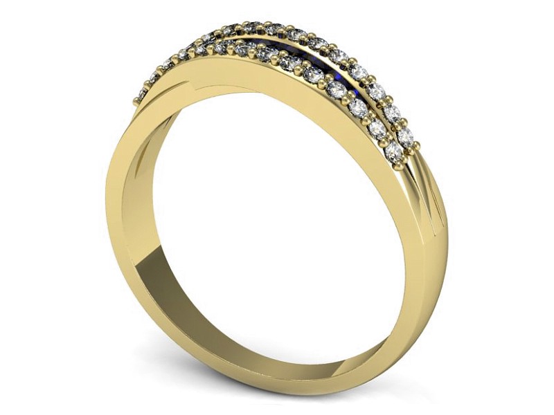 Pierścionek z szafirem i diamentami - P15317zszc — zdjęcie 3