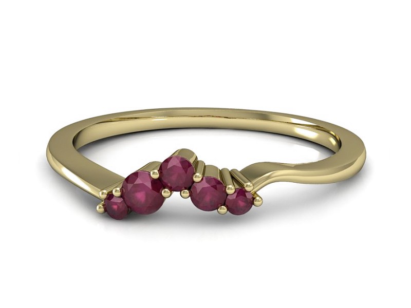 Złoty pierścionek z rubinami żółte złoto - P15324zr — zdjęcie 2