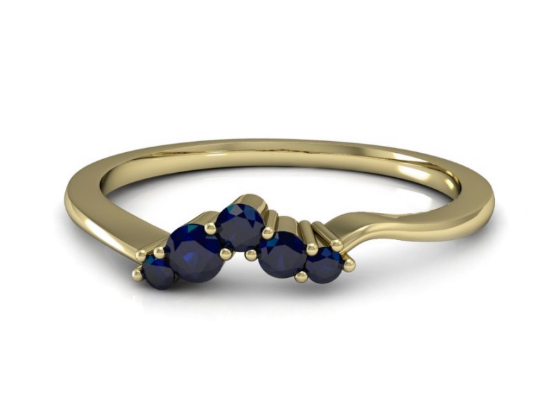 Złoty pierścionek z szafirami żółte złoto - P15324zsz — zdjęcie 2
