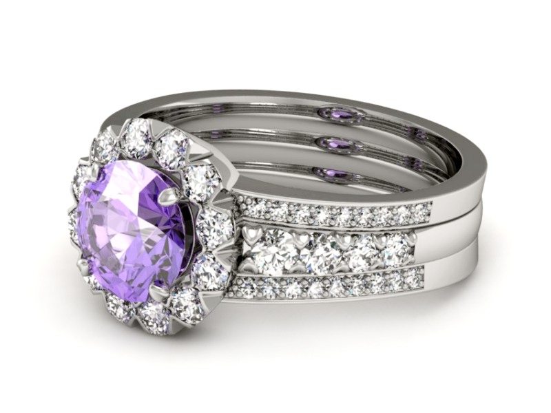 Pierścionek z tanzanitem białe złoto i brylantami - P15325bt — zdjęcie 2