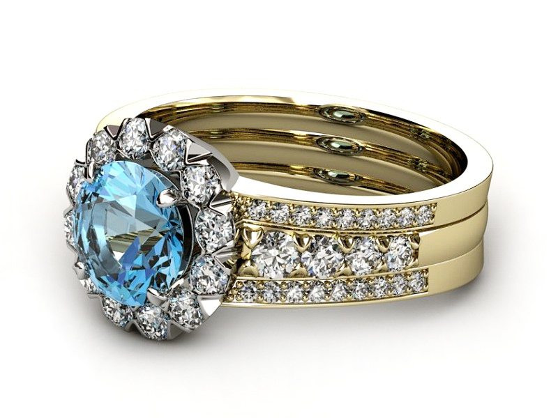 Pierścionek topaz i brylanty złoto - P15325zbtp — zdjęcie 2