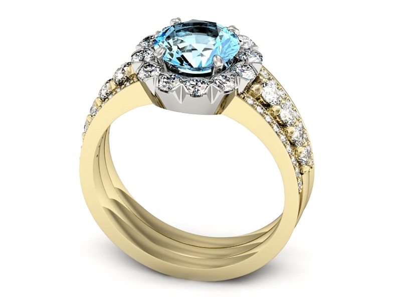 Pierścionek topaz i brylanty złoto - P15325zbtp — zdjęcie 3