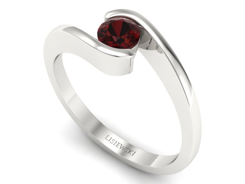 Złoty pierścionek z granatem białe złoto - P15326bgr — zdjęcie 3