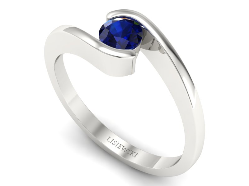 Złoty pierścionek z szafirem białe złoto - P15326bsz — zdjęcie 3