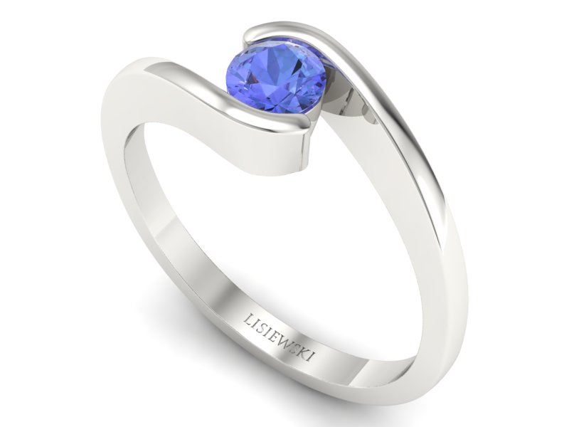 Złoty pierścionek z tanzanitem białe złoto - P15326bt — zdjęcie 3