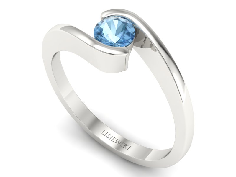 Złoty pierścionek z topazem białe złoto - P15326btp — zdjęcie 3