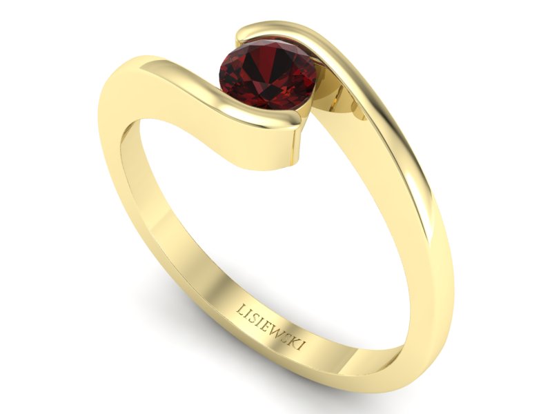 Złoty pierścionek z granatem żółte złoto - P15326zgr — zdjęcie 3