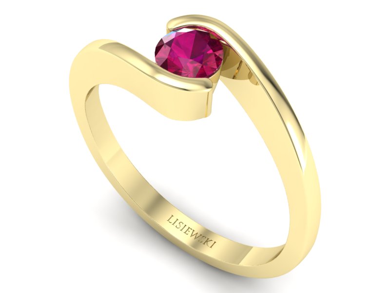 Złoty pierścionek z rubinem żółte złoto - P15326zr — zdjęcie 3