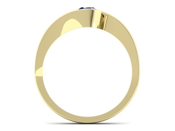 Złoty Pierścionek z szafirem żółte złoto 585 - P15326zsz