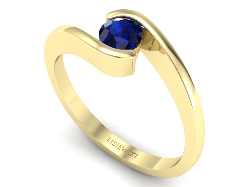 Złoty pierścionek z szafirem żółte złoto - P15326zsz — zdjęcie 3