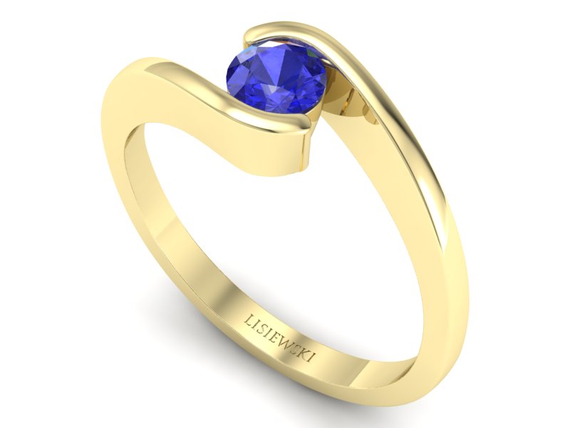 Złoty pierścionek z szafirem żółte złoto - P15326zszc — zdjęcie 3