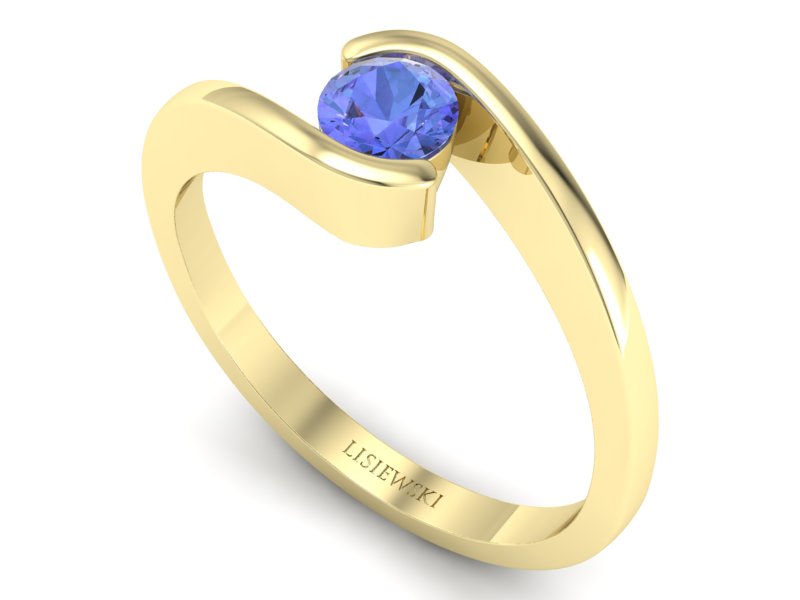 Złoty pierścionek z tanzanitem żółte złoto - P15326zt — zdjęcie 3