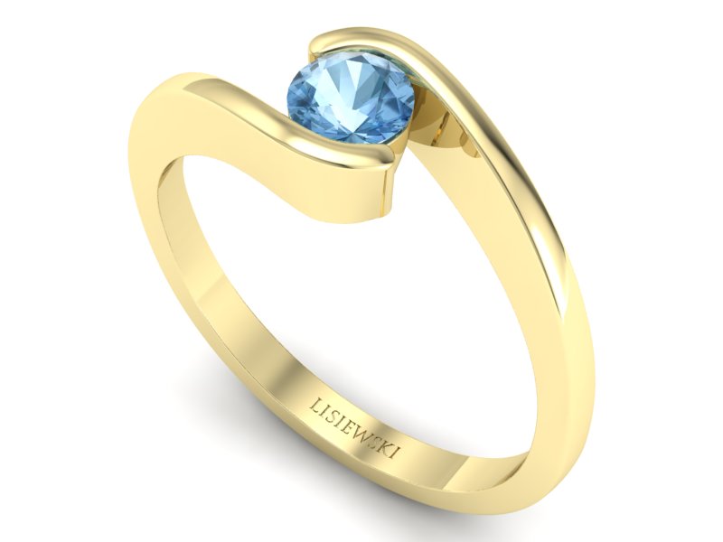 Złoty pierścionek z topazem żółte złoto - P15326ztp — zdjęcie 3