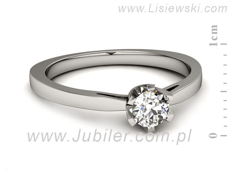 Złoty pierścionek z brylantem białe złoto - P15327b — zdjęcie 2