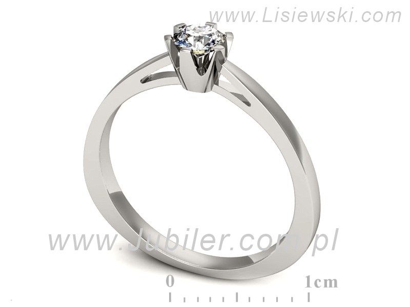 Złoty pierścionek z brylantem białe złoto - P15327b — zdjęcie 3