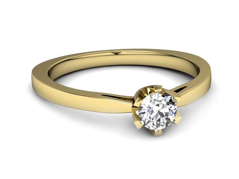 Złoty pierścionek z brylantem żółte złoto - P15327z — zdjęcie 2