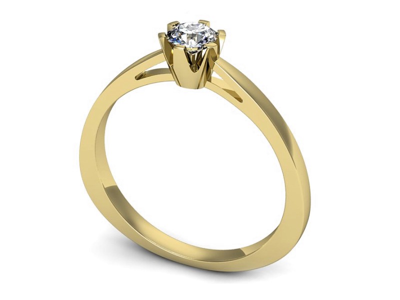 Złoty pierścionek z brylantem żółte złoto - P15327z — zdjęcie 3