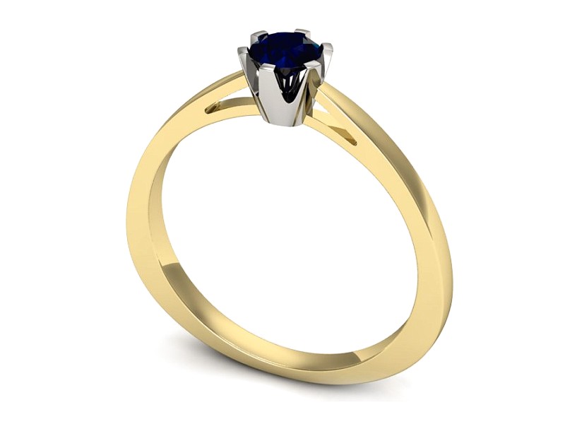 Pierścionek z szafirem żółte i białe złoto - P15327zbsz — zdjęcie 3