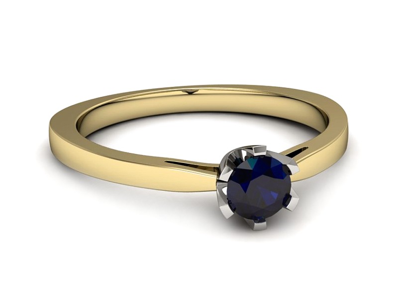 Pierścionek z szafirem żółte i białe złoto - P15327zbsz — zdjęcie 2