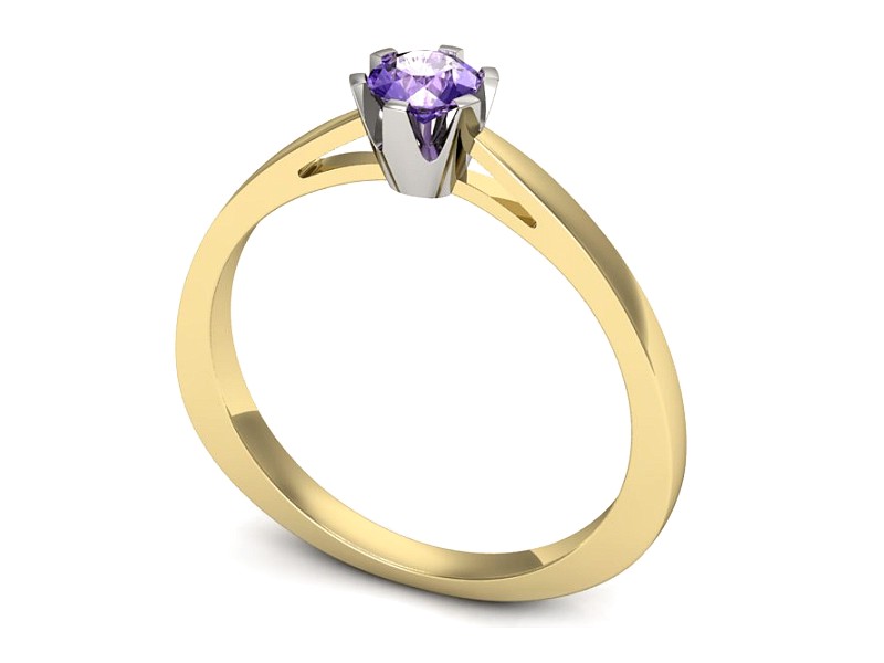 Pierścionek z tanzanitem żółte i białe złoto - P15327zbt — zdjęcie 3