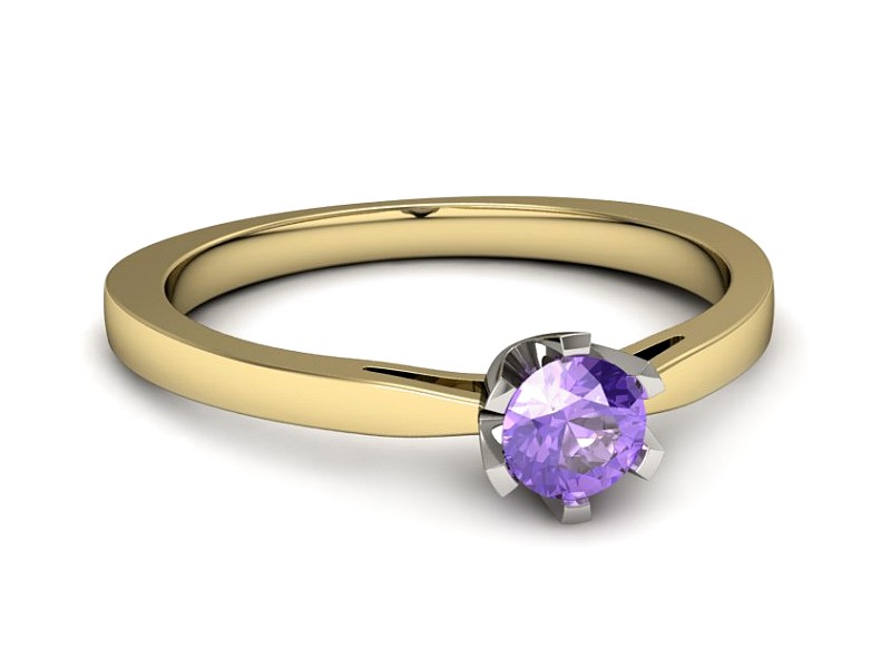 Pierścionek z tanzanitem żółte i białe złoto - P15327zbt — zdjęcie 2