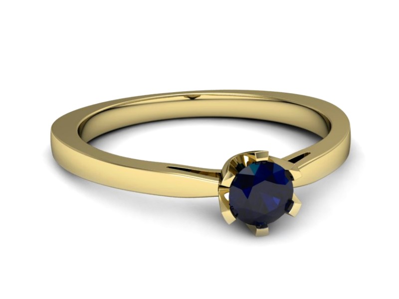 Złoty pierścionek z szafirem żółte złoto - P15327zsz — zdjęcie 2