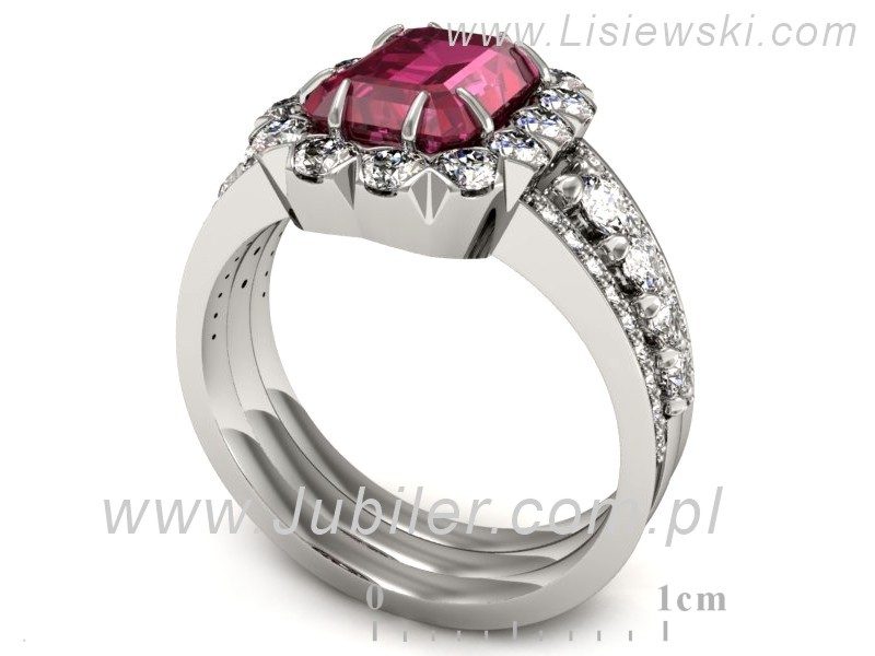 Pierścionek z rubinem i brylantami - P15339br — zdjęcie 3